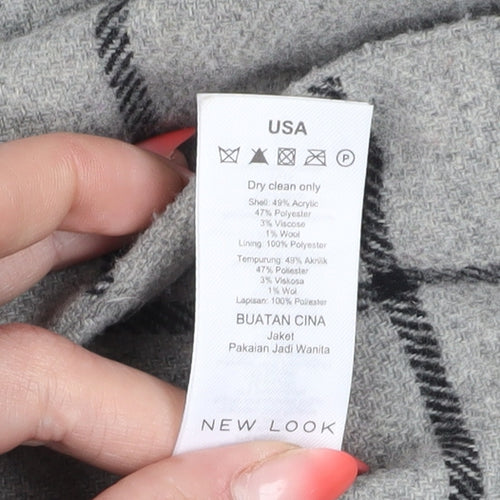 New Look Women's Grey Check Overcoat Size 6