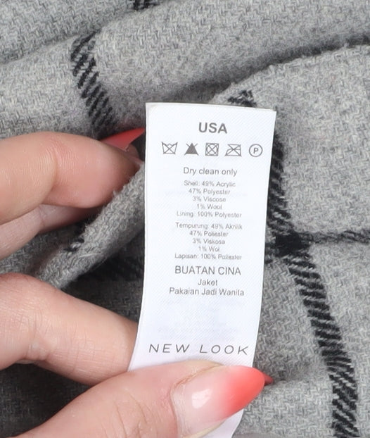 New Look Women's Grey Check Overcoat Size 6