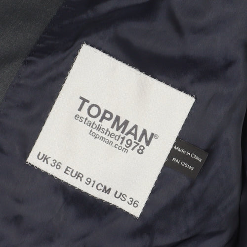 Topman Men's Black Blazer, UK 36 M, Regular Fit