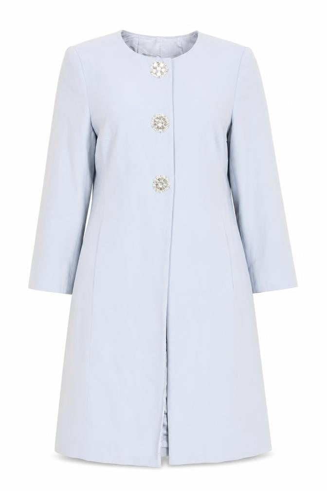 Front view of Together Blue Women's Long Coat, size 14