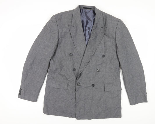 C&A Men's Grey Blazer, Size 42L, Double-Breasted, Long Fit