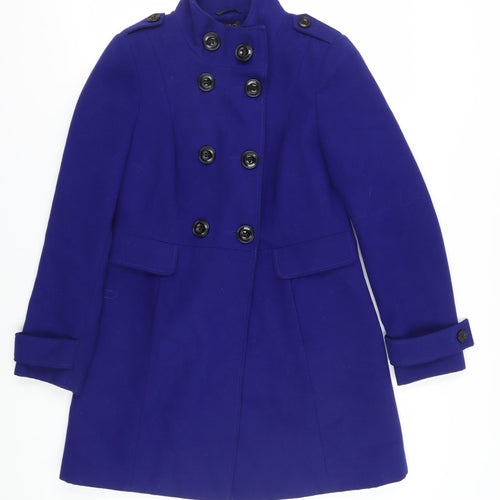 Marks and Spencer Women's Blue Pea Coat Size 8 - Stylish