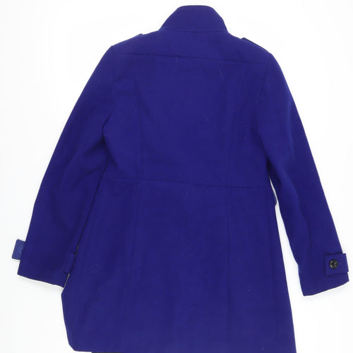 Marks and Spencer Women's Blue Pea Coat Size 8 - Stylish