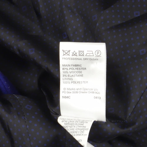 Marks and Spencer Women's Blue Pea Coat Size 8 - Stylish