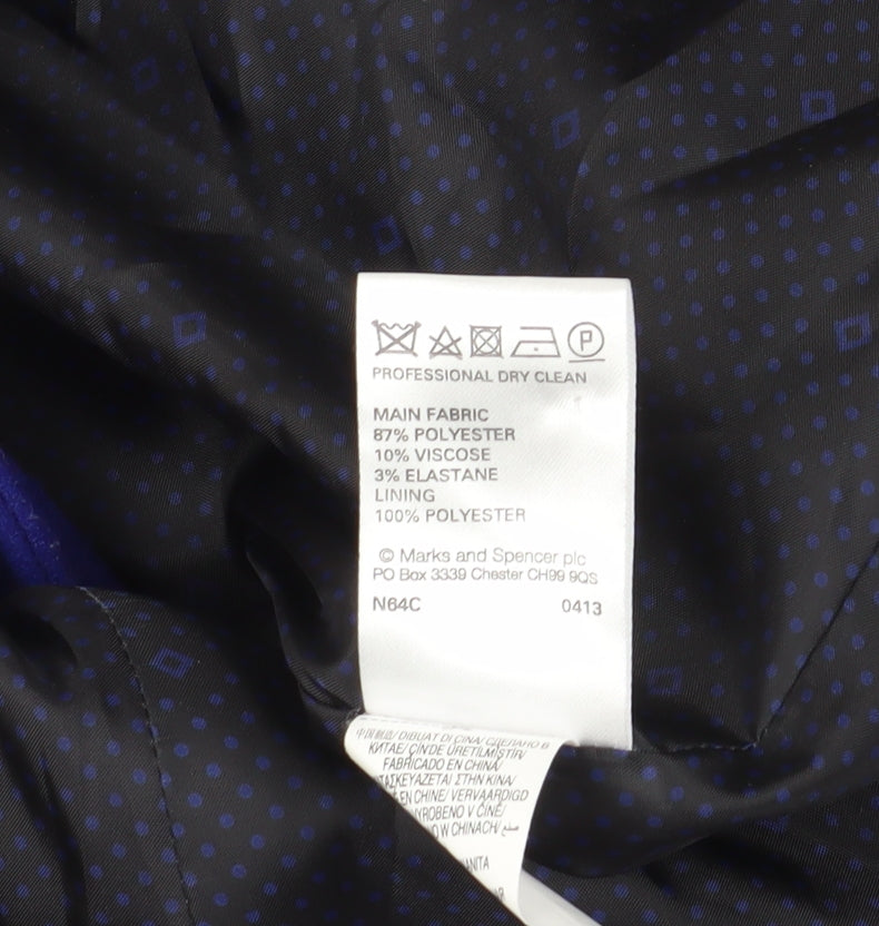 Marks and Spencer Women's Blue Pea Coat Size 8 - Stylish