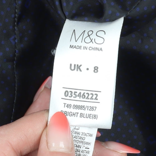 Marks and Spencer Women's Blue Pea Coat Size 8 - Stylish