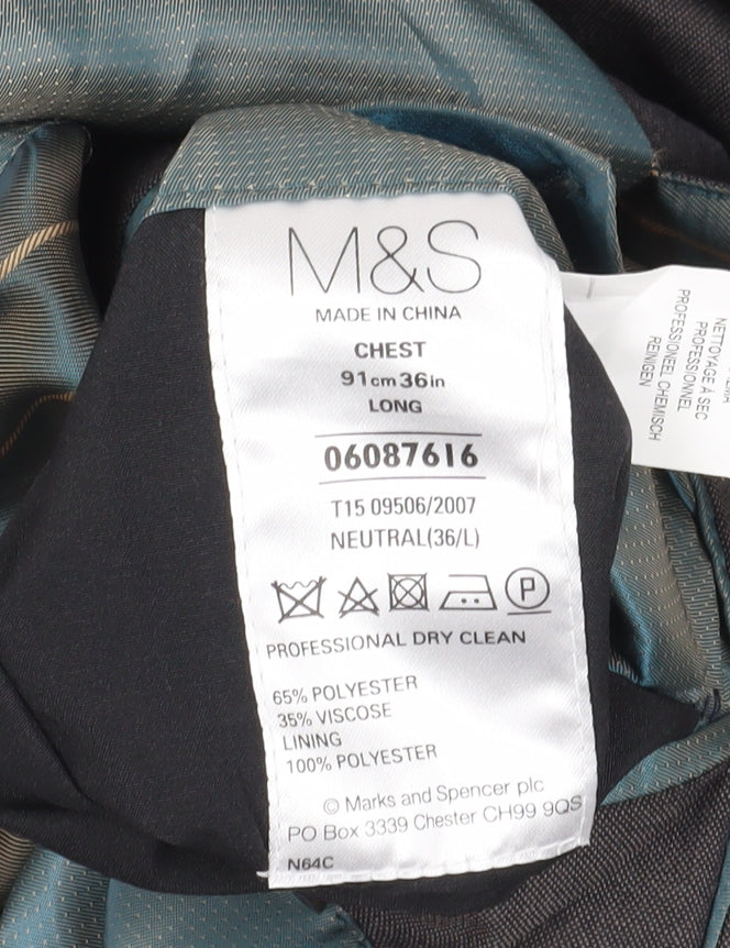 Marks and Spencer Mens Grey Long Blazer 36L
