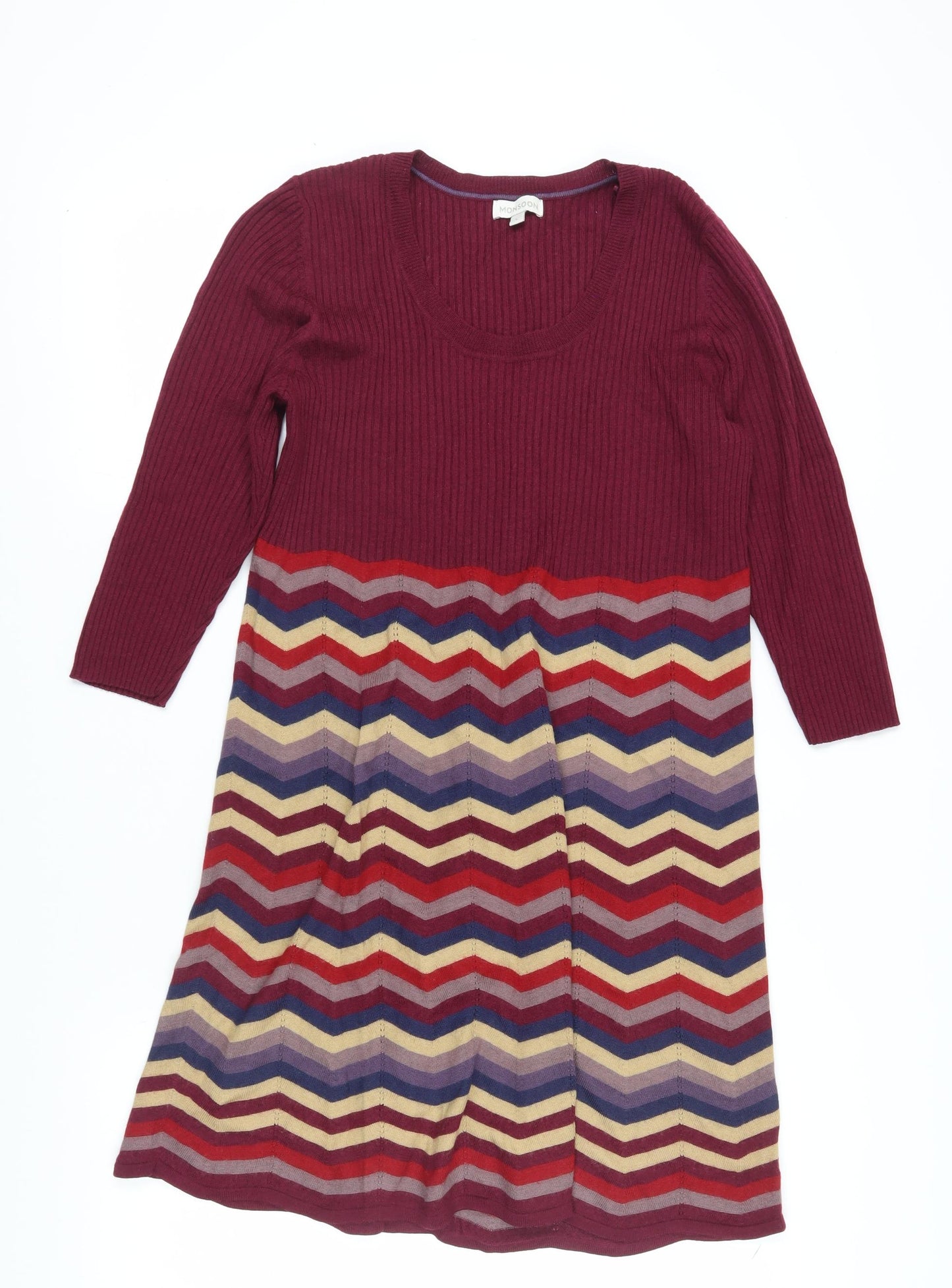 Monsoon Women's Multicoloured Chevron Midi Dress