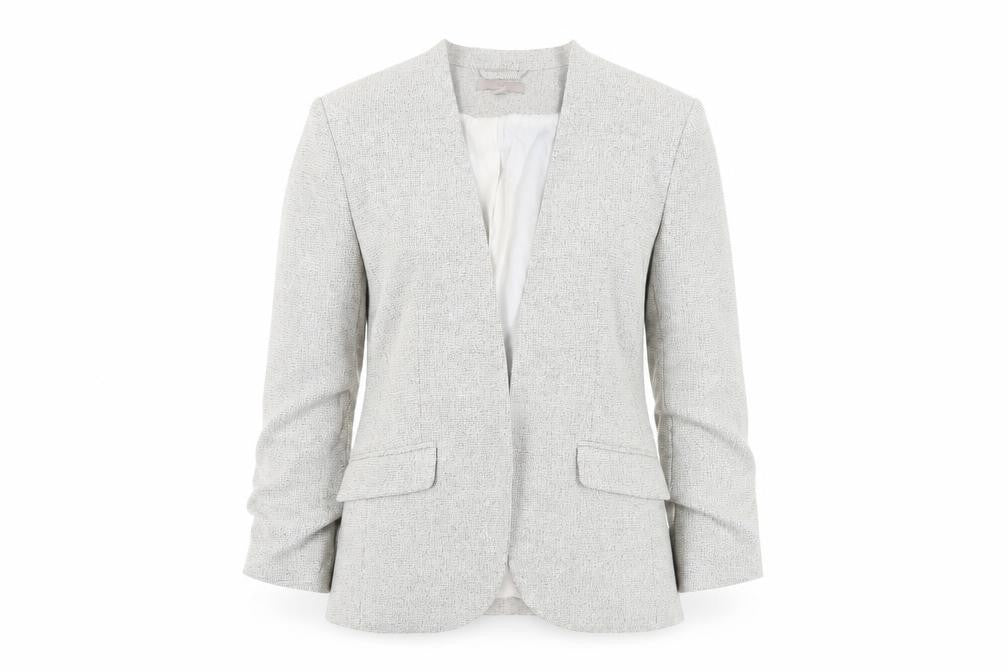 Front view of H&M Grey women’s blazer, size UK 8, regular fit