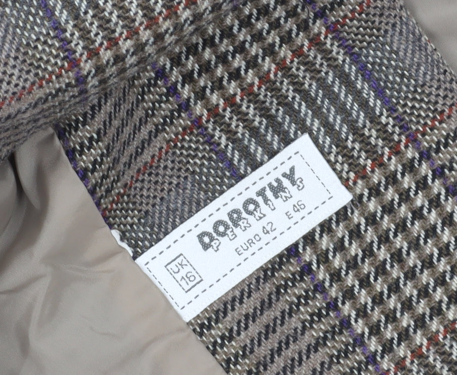 Dorothy Perkins Women's Brown Tweed Blazer Size 16