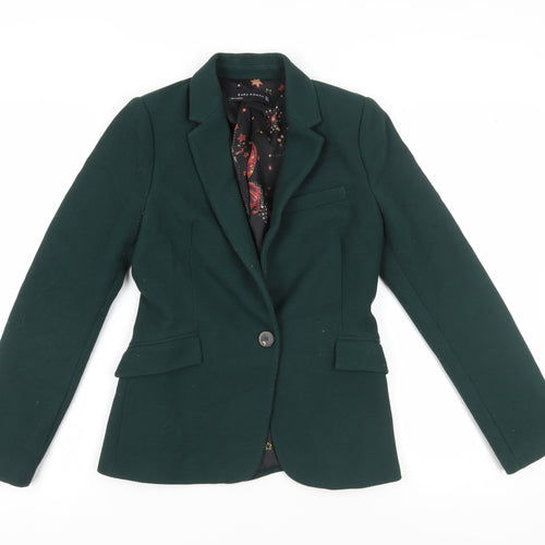 Zara Women's Green Blazer, Regular Fit, 3, Business