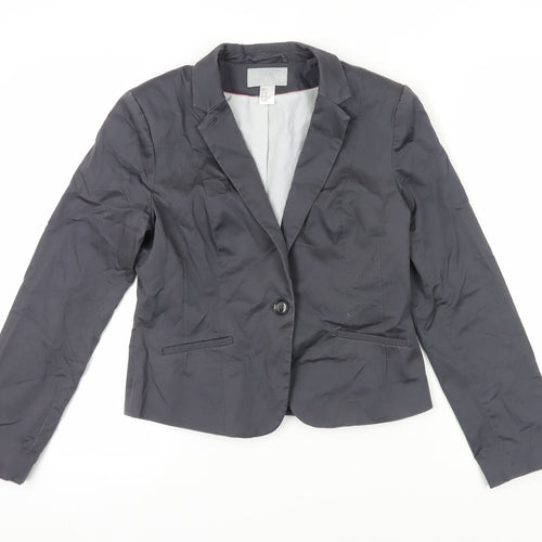 H&M Women's Black Suit Jacket, Size 12, Elegant Style