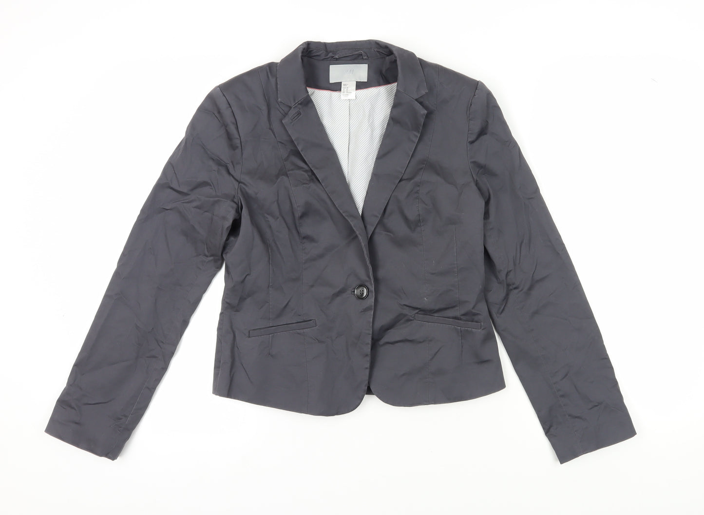 H&M Women's Black Suit Jacket, Size 12, Elegant Style