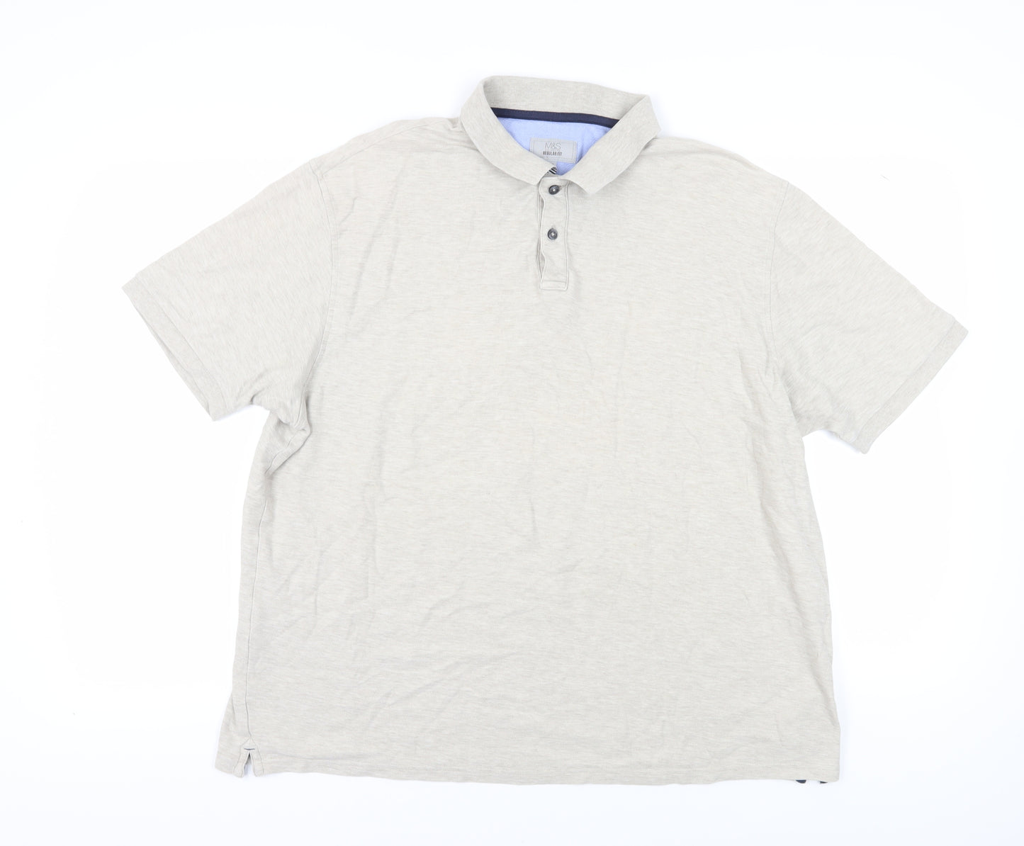 Marks and Spencer Men’s Beige Polo 2XL Short Sleeve Comfortable