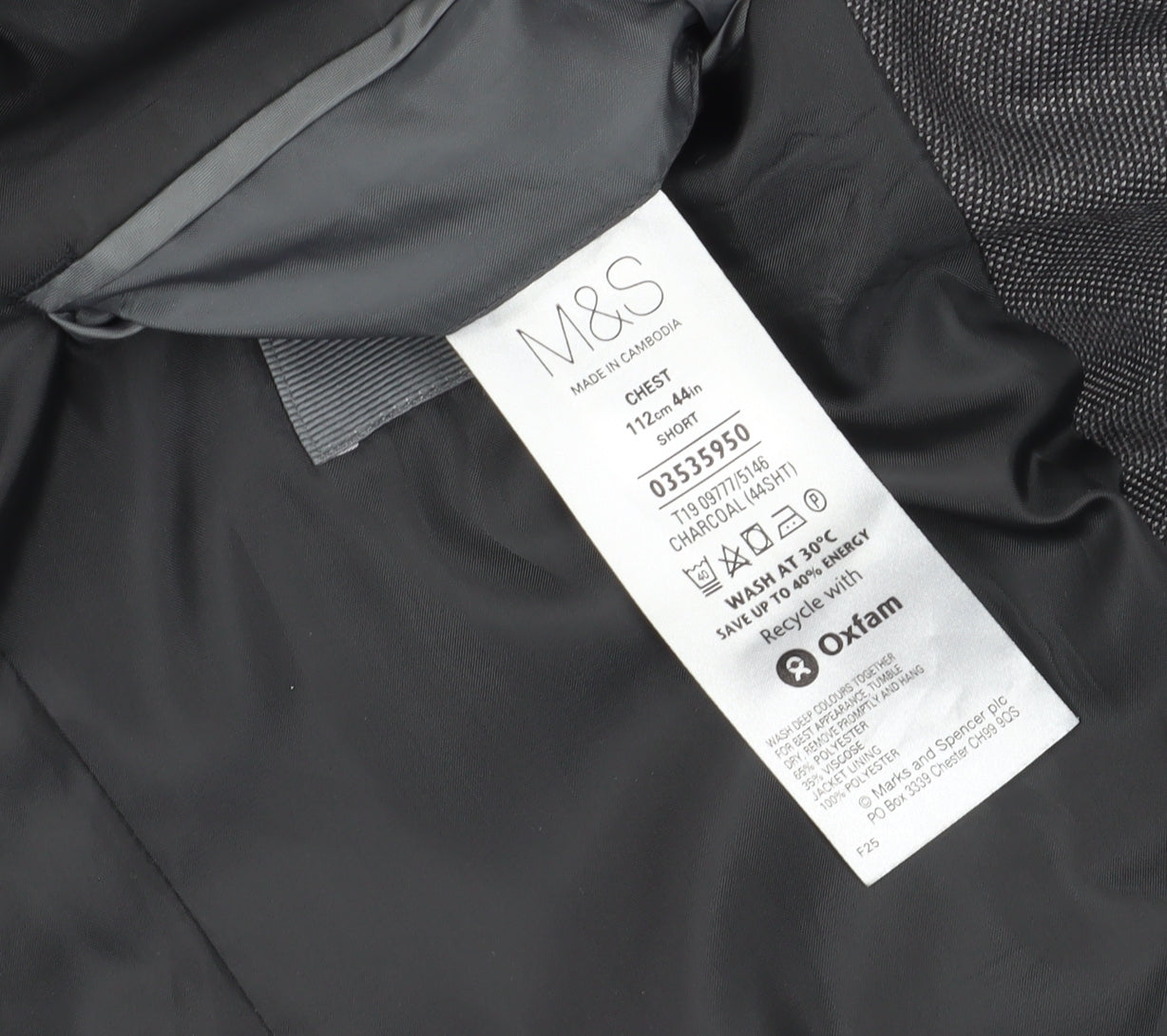 Marks and Spencer Men's Grey Blazer, Size 44S