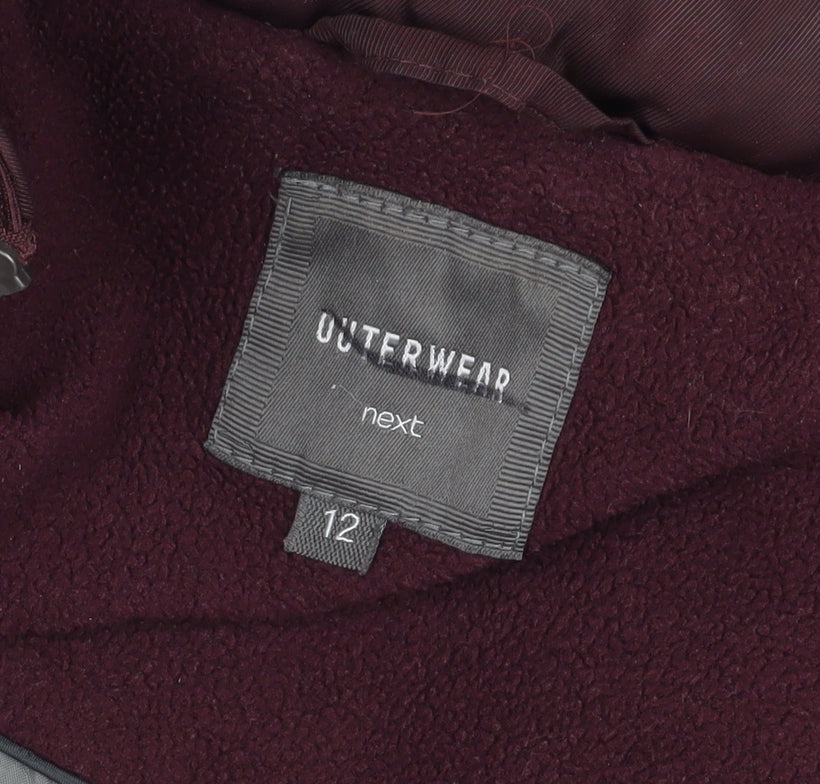 Next Women's Red Puffer Jacket Size 12 Hooded Mid-Length