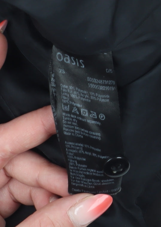 Oasis Women's Black XS Puffer Jacket Hooded Long Coat