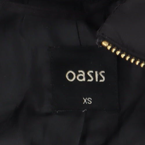 Oasis Women's Black XS Puffer Jacket Hooded Long Coat