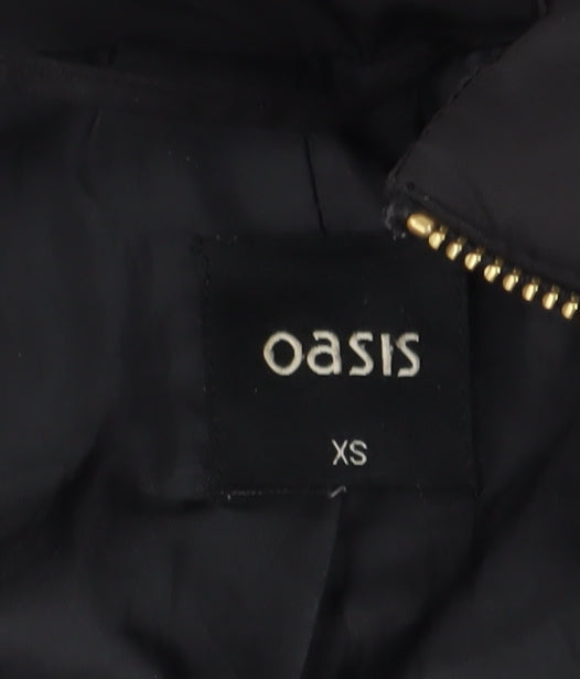 Oasis Women's Black XS Puffer Jacket Hooded Long Coat