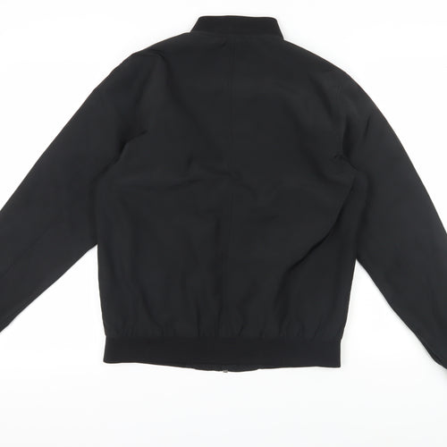 Topman Men's Black Bomber Jacket M Stand-Up Collar
