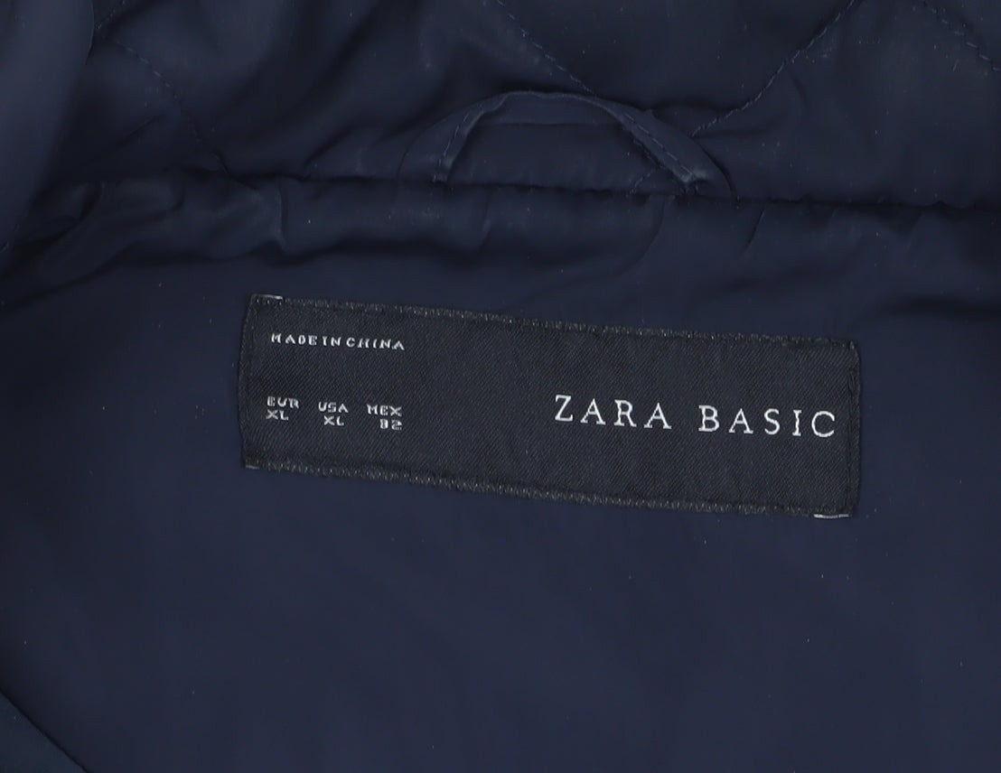 Zara Basic Women's Blue Quilted Waistcoat XL Casual