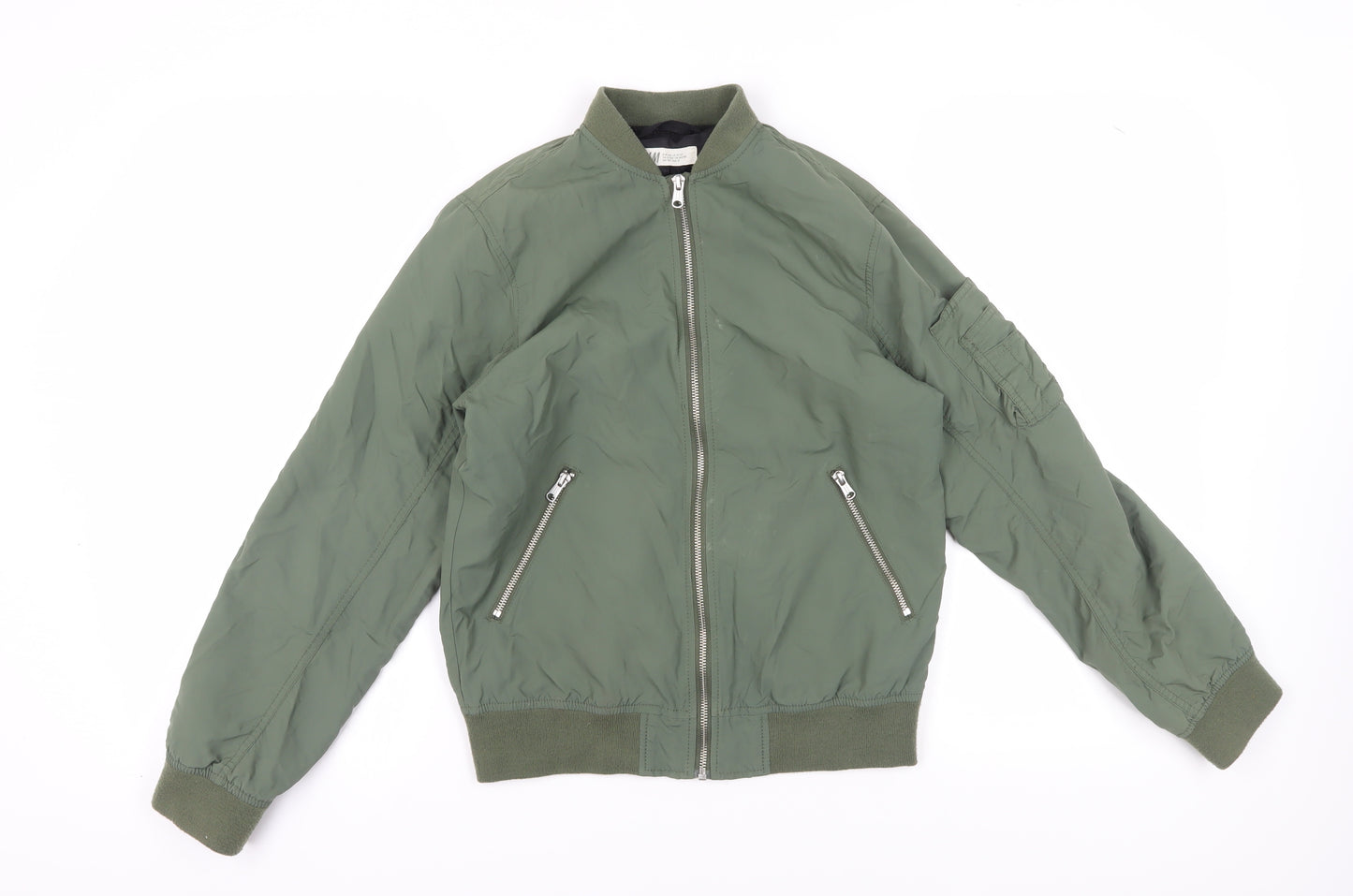 H&M Boys Green Bomber Jacket Size 13 Years