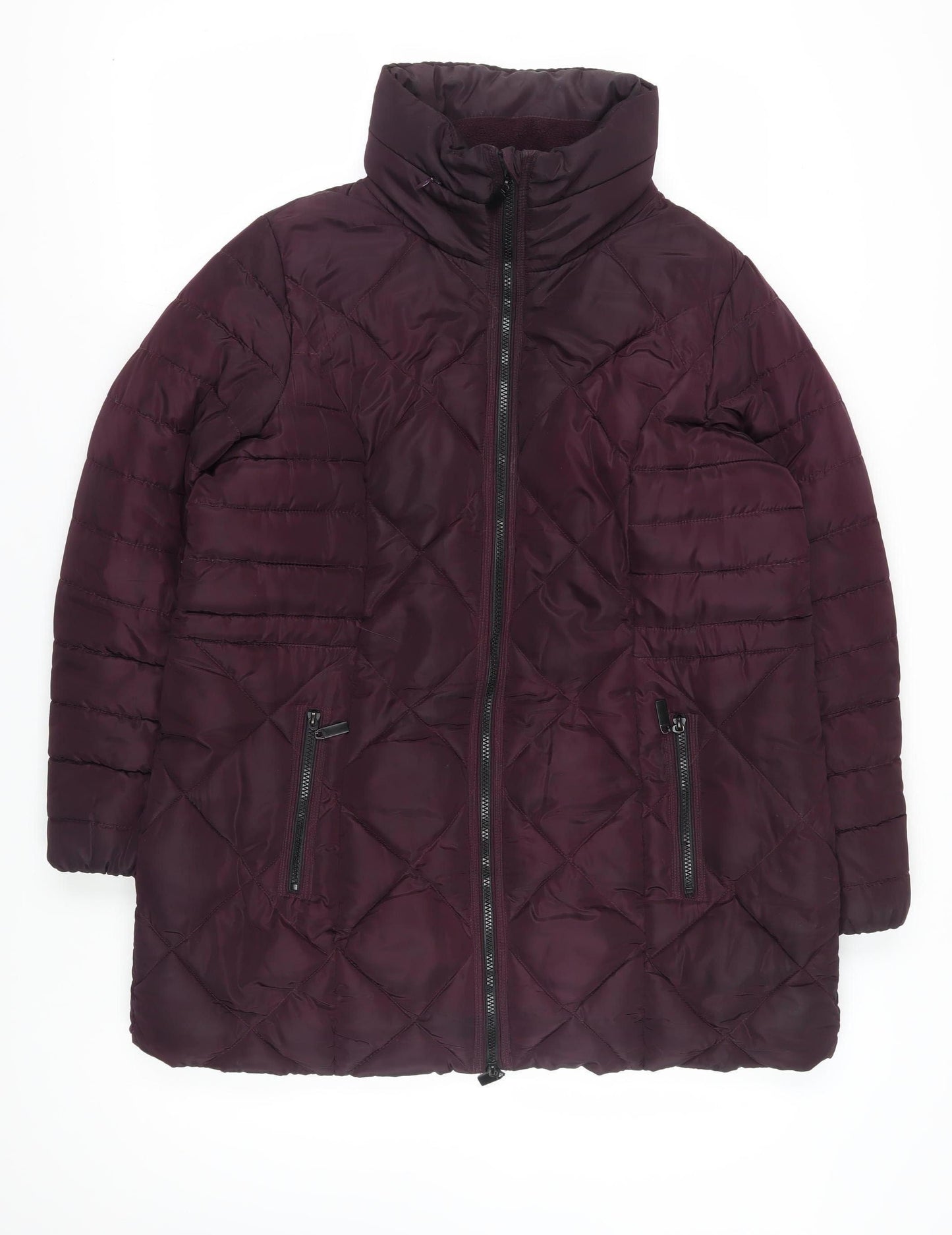 M&S Women's Purple Puffer Jacket Size 16 - Winter Essential