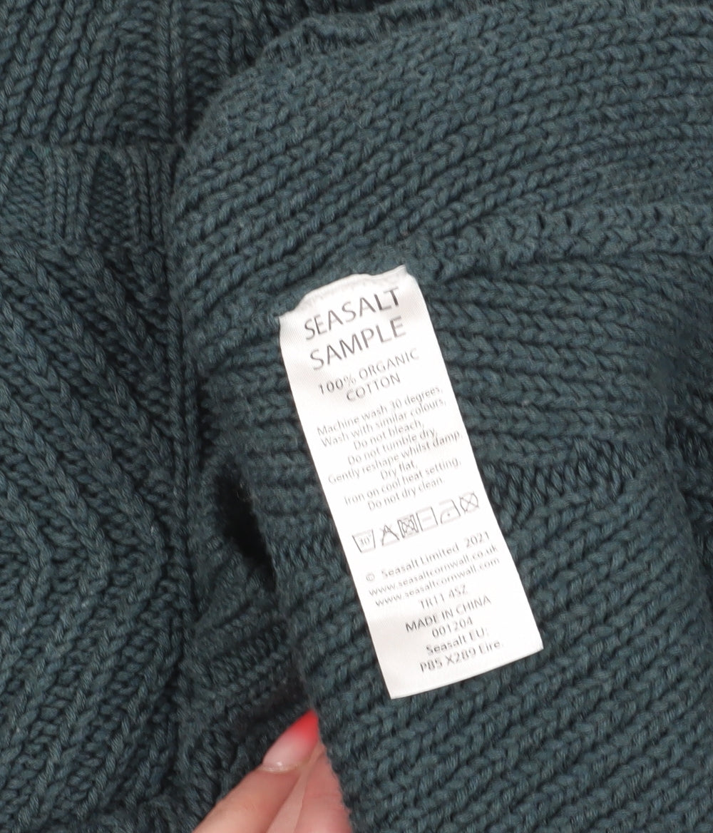Seasalt Women's Green Cable-Knit Pullover Jumper