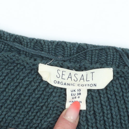 Seasalt Women's Green Cable-Knit Pullover Jumper