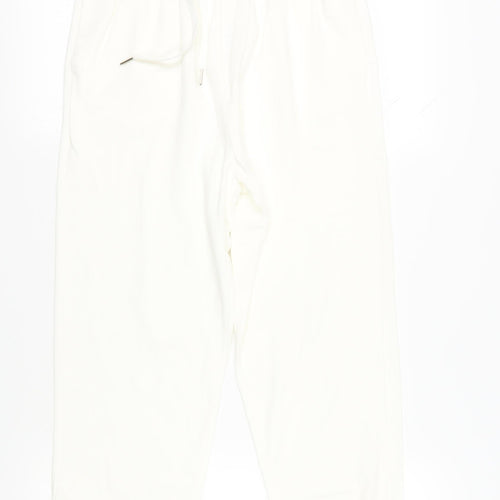 Quiz Women's White Jogger Trousers, Size L, Elastic Waist