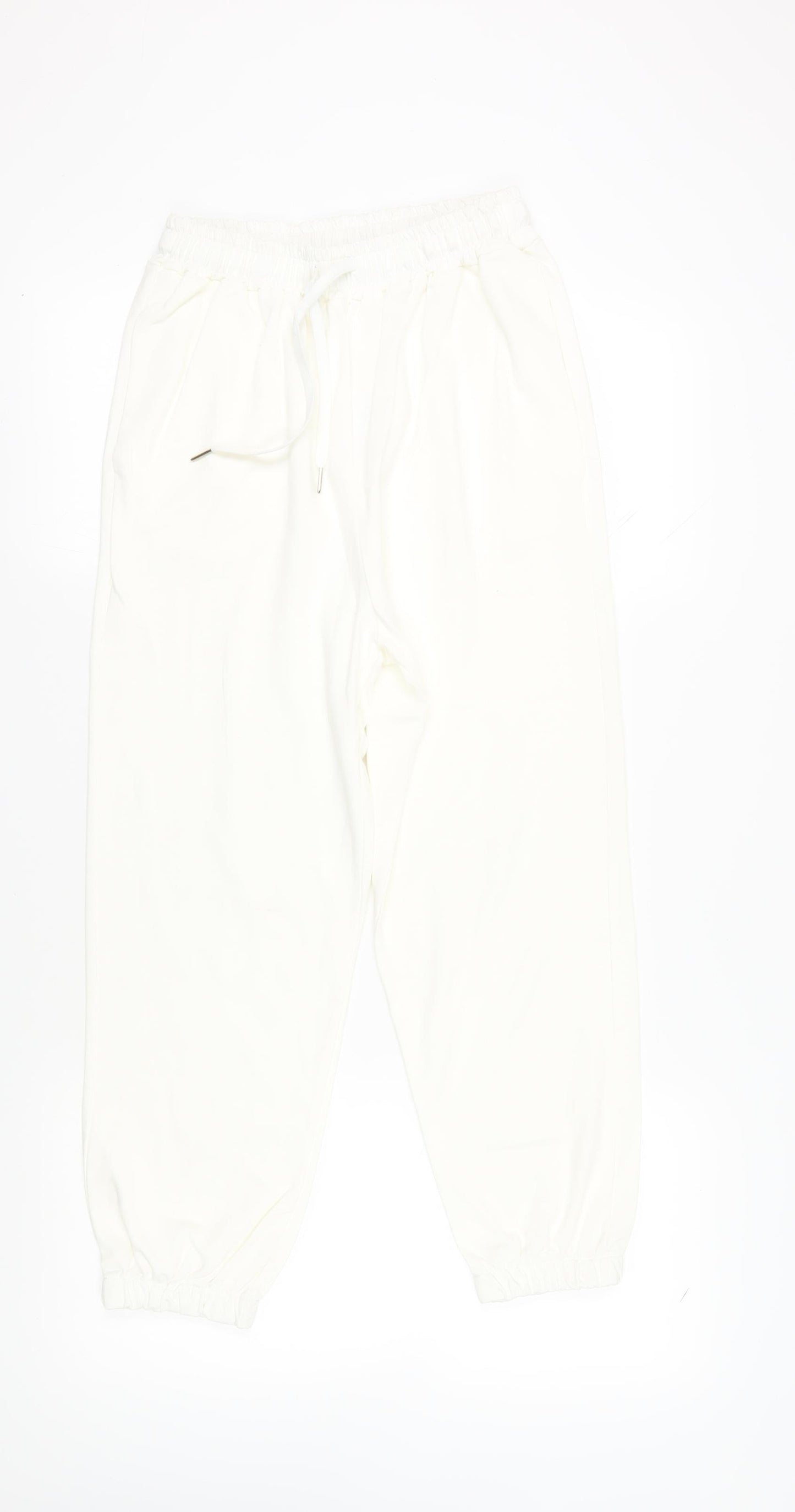 Quiz Women's White Jogger Trousers, Size L, Elastic Waist