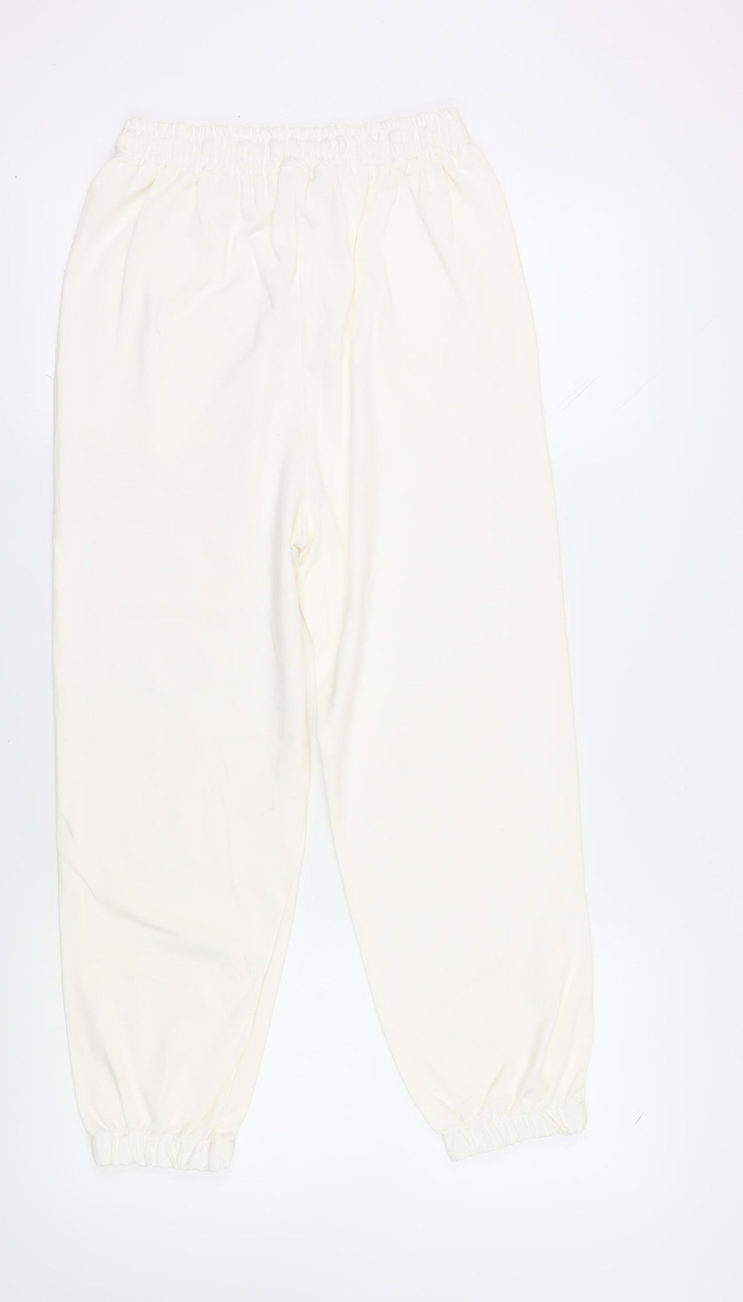 Quiz Women's White Jogger Trousers, Size L, Elastic Waist
