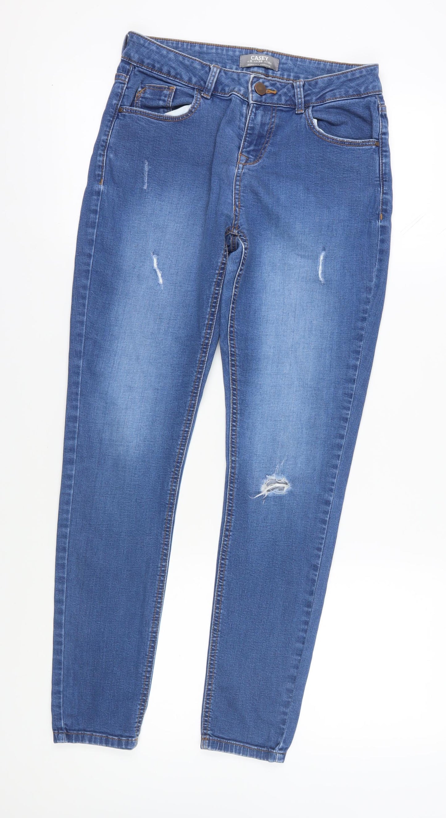Dorothy Perkins Women's Blue Distressed Regular Jeans Size 10