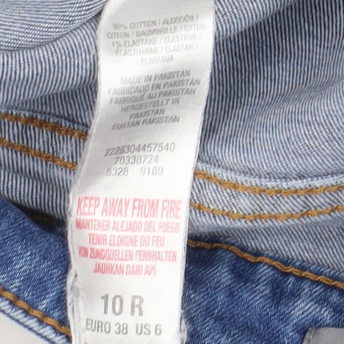 Dorothy Perkins Women's Blue Distressed Regular Jeans Size 10