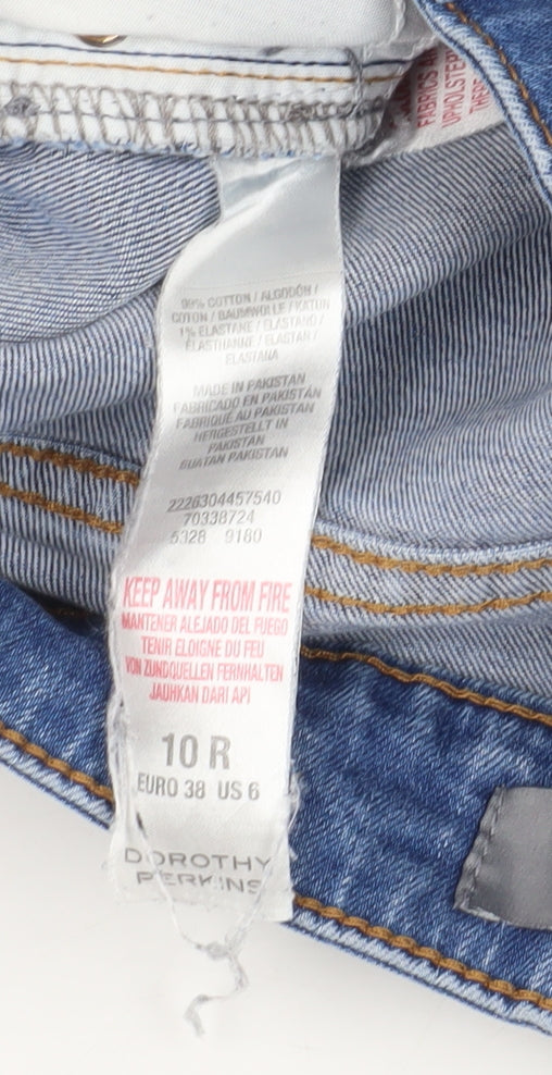Dorothy Perkins Women's Blue Distressed Regular Jeans Size 10