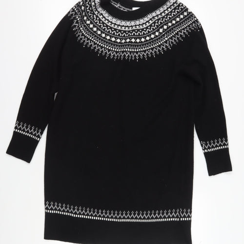 White Label Women's Black Fair Isle Jumper Dress Size 12