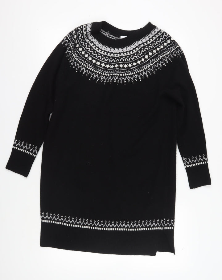 White Label Women's Black Fair Isle Jumper Dress Size 12