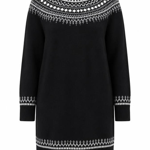 White Label Women's Black Fair Isle Jumper Dress Size 12