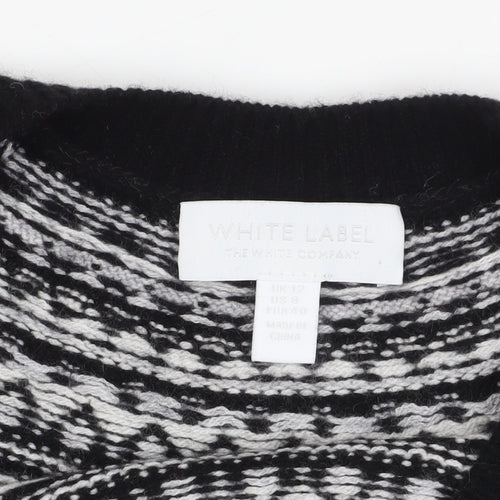 White Label Women's Black Fair Isle Jumper Dress Size 12