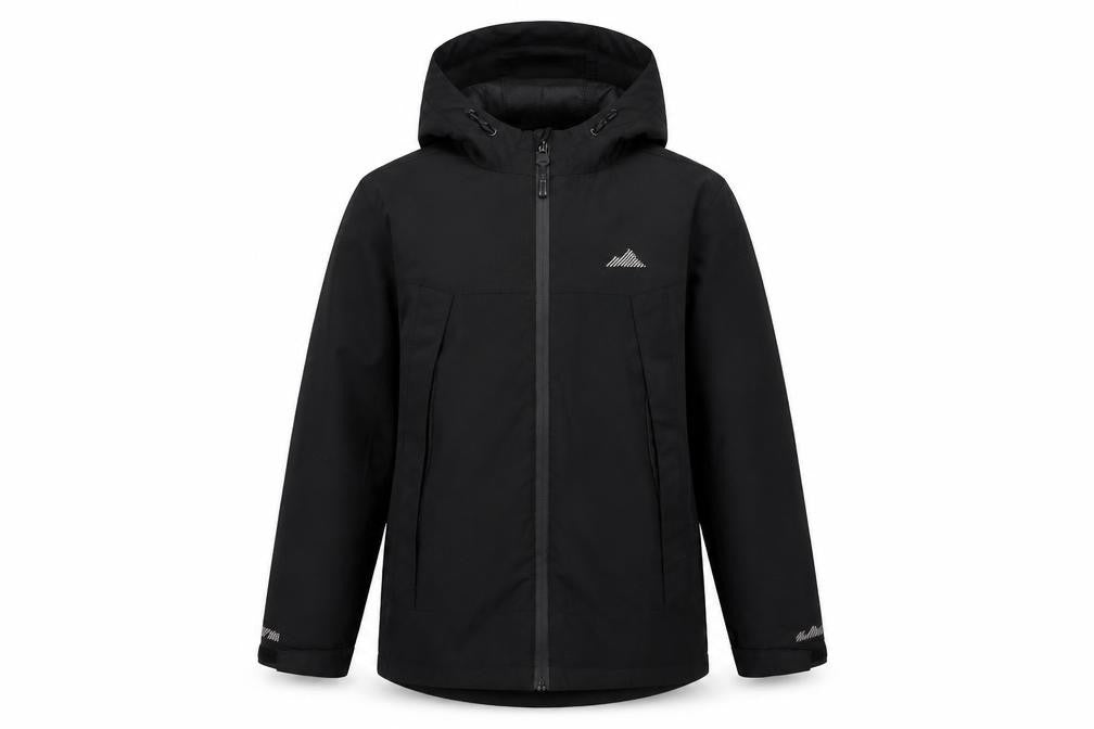 Front view of Urban Outlaws boys’ black hooded jacket 9-10y