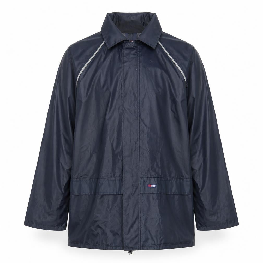 Front view of Harley James Men's Blue XL Waterproof Rain Coat