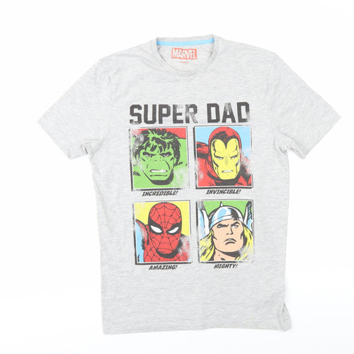 Marvel Men's Grey Graphic Superhero Dad T-Shirt, S