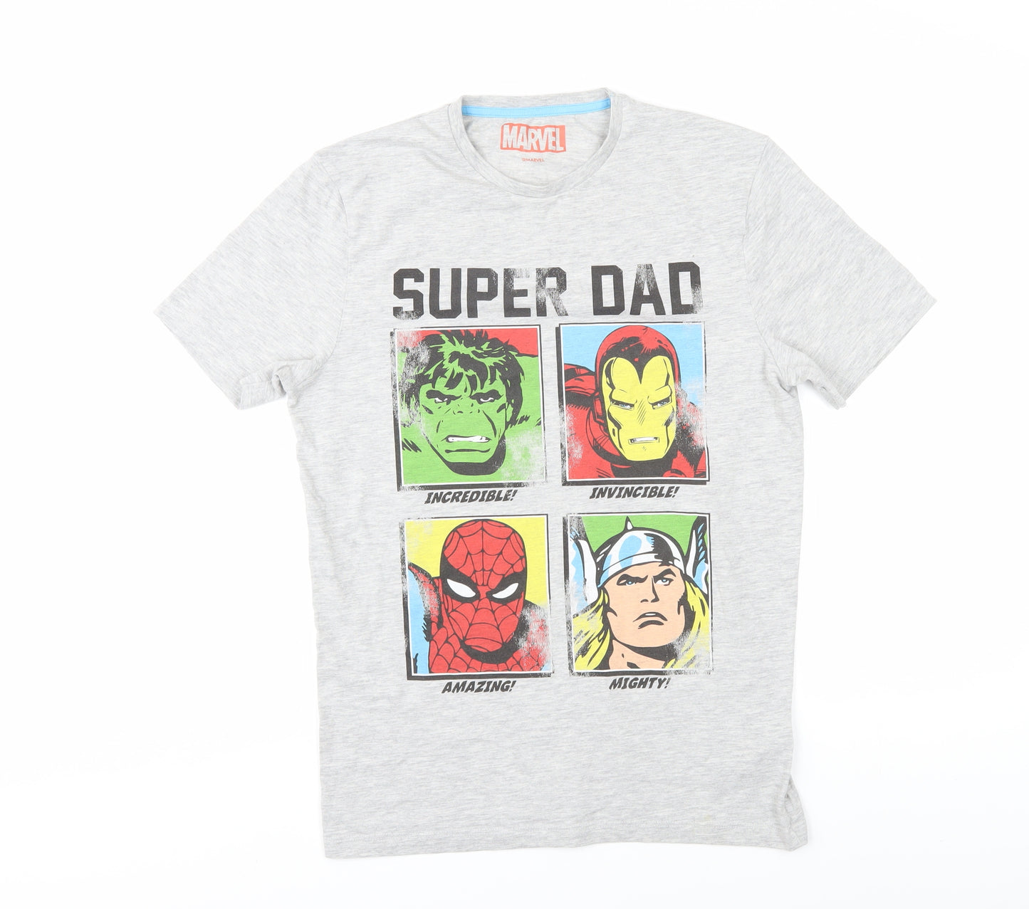 Marvel Men's Grey Graphic Superhero Dad T-Shirt, S