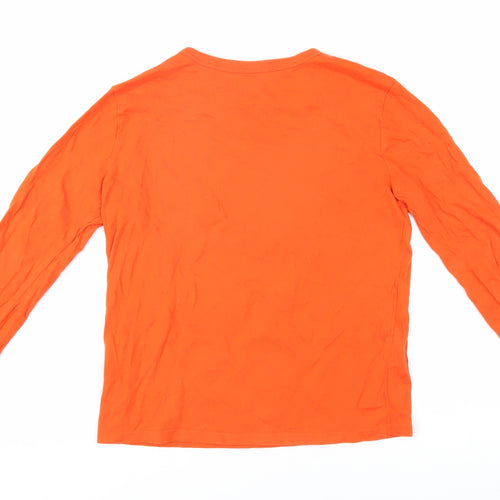GAP Boys Orange Dinosaur T-Shirt, Size 8-9, Long Sleeve, Cotton