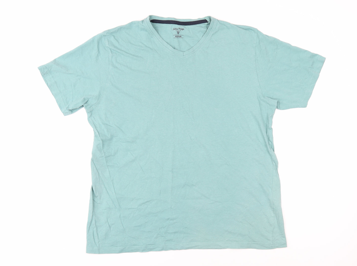 James Pringle Men's Blue V-Neck T-Shirt Medium