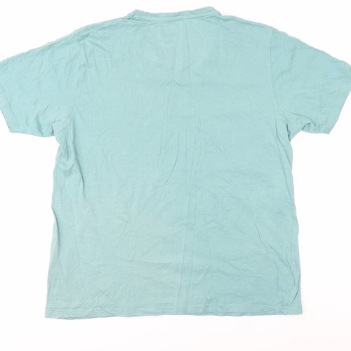 James Pringle Men's Blue V-Neck T-Shirt Medium