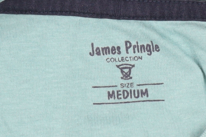 James Pringle Men's Blue V-Neck T-Shirt Medium