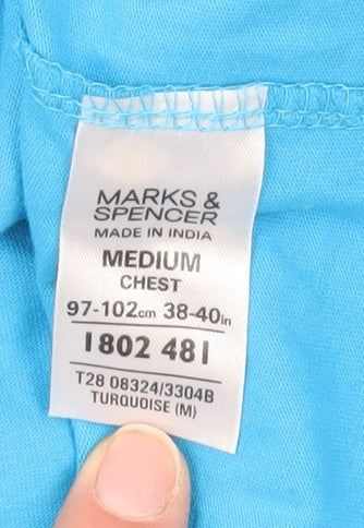 Marks and Spencer Blue Men's Crew Neck T-Shirt M