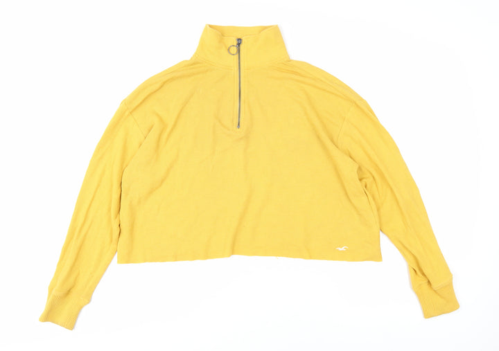 Hollister Women's Yellow Pullover Sweatshirt, Size L, 1/4 Zip