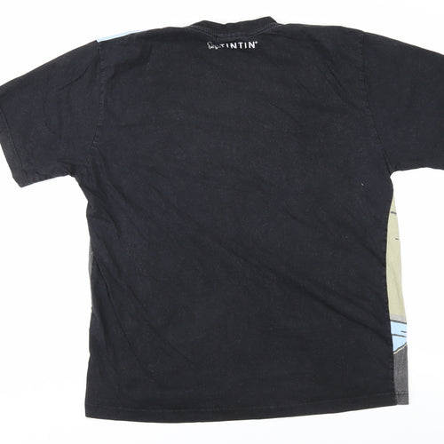 Tintin Men's Comic Graphic T-Shirt L Black, Multicoloured